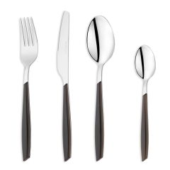 Mona 24 Parça Çatal Kaşık Bıçak Takımı - Siyah / Gri