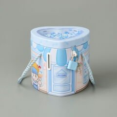 Kalp Kilitli Metal Kumbara - Asorti - 12x14 cm