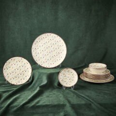 Kitchen Seramik 12 Parça Çiçekli Kahvaltı Takımı - Renkli