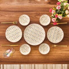 Kitchen Seramik 12 Parça Çiçekli Kahvaltı Takımı - Renkli