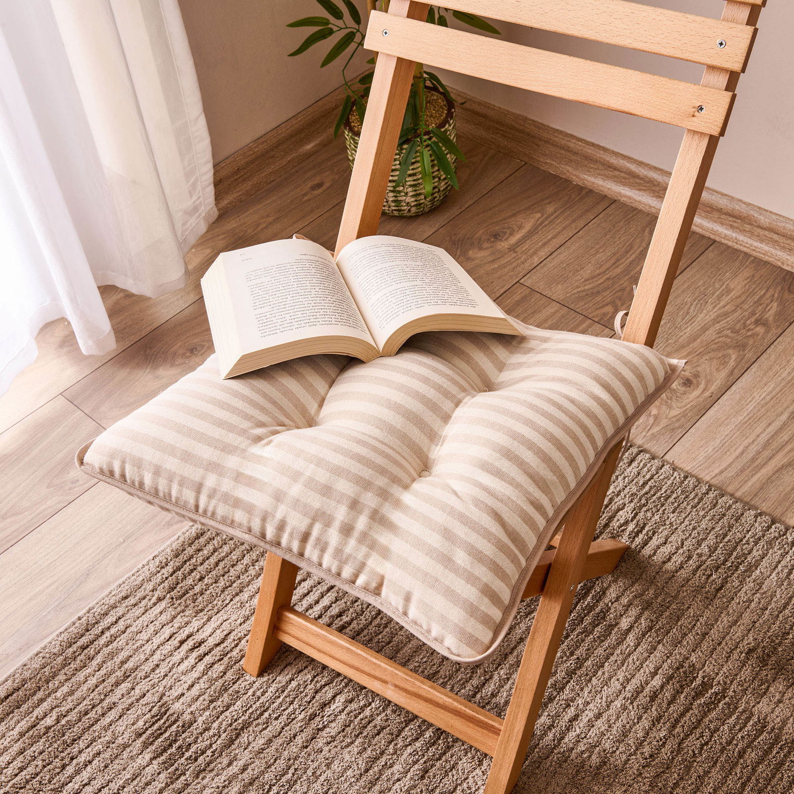 Soft Anika Sandalye Minderi - Ekru / Bej - 43x43 cm