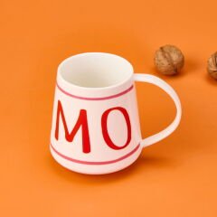 Mia Ti Amo Porselen Kupa - Kırmızı / Beyaz - 340 ml