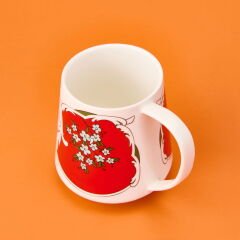 Mia Amore Porselen Kupa - Kırmızı / Beyaz - 340 ml