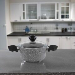 Cory Yanmaz Yapışmaz Derin Tencere - Gri / Siyah - 24 cm