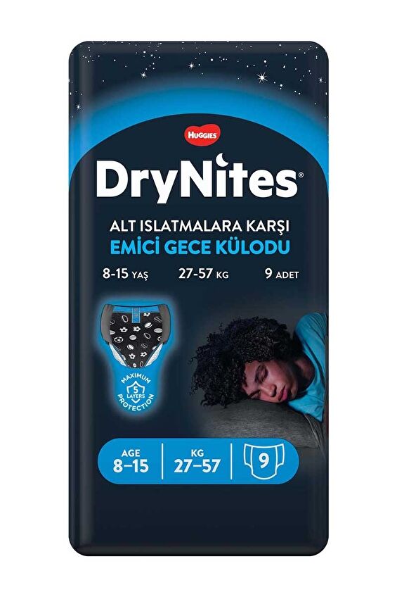 Huggies Bebek Bezi Dry Nites Large Erkek 27-57 kg 9 Ped