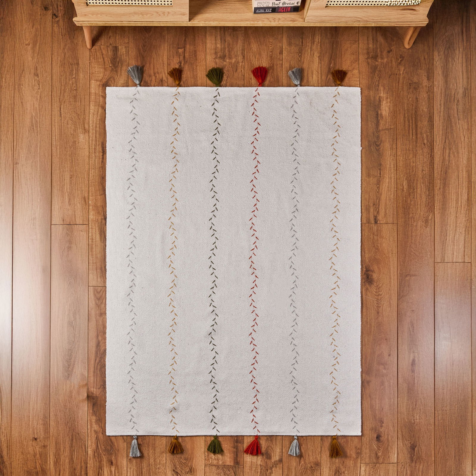 Soft Püsküllü Kilim - Ekru - 120x180 cm