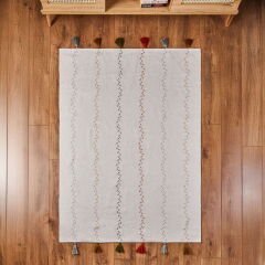 Soft Püsküllü Kilim - Ekru - 120x180 cm