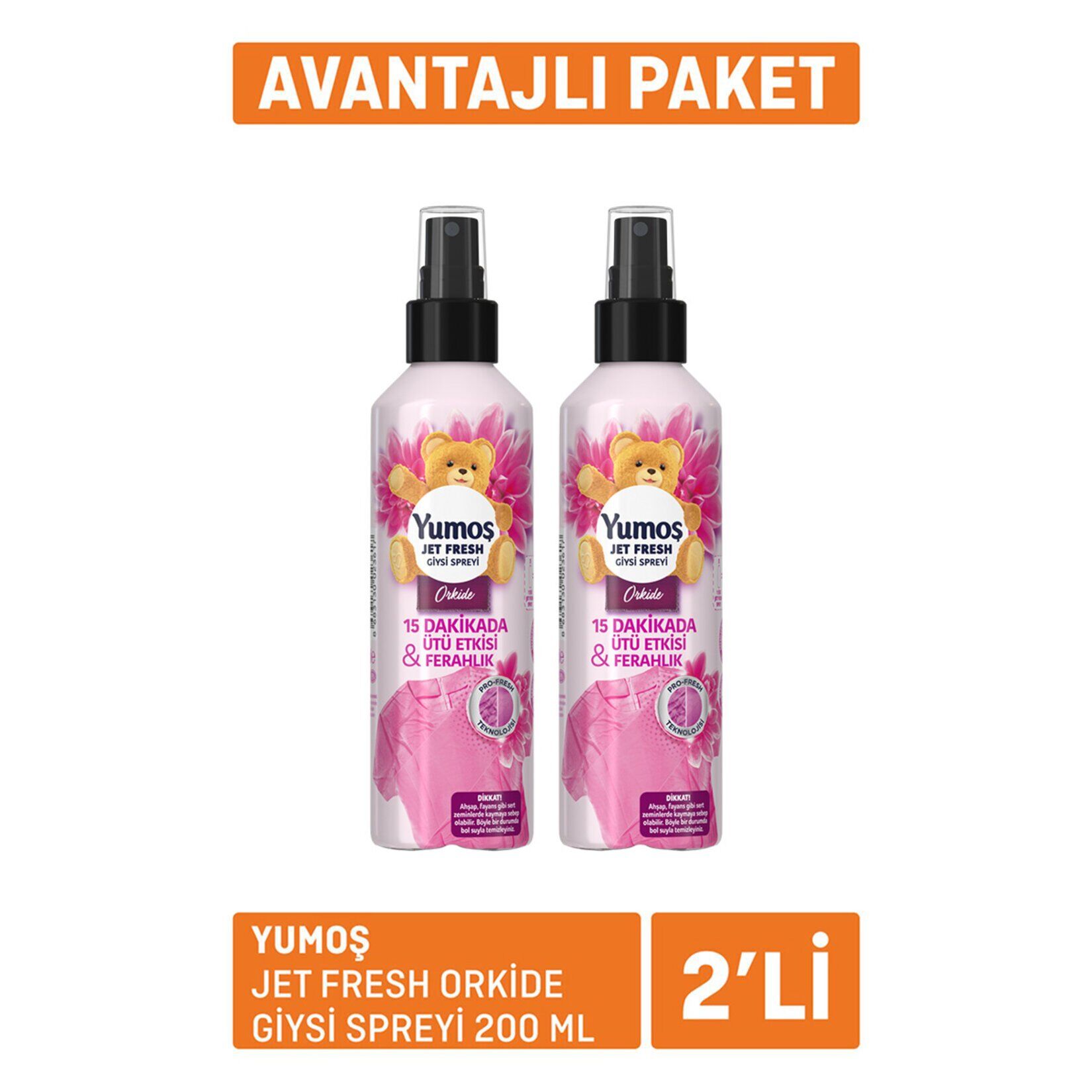 Yumoş Jet Fresh Orkide Giysi Spreyi 2X200 Ml