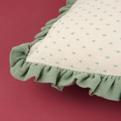 Soft Granny Summer Müslin Kırlent - Ekru / Yeşil - 40x40 cm