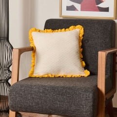 Soft Granny Summer Müslin Kırlent - Ekru / Hardal - 40x40 cm