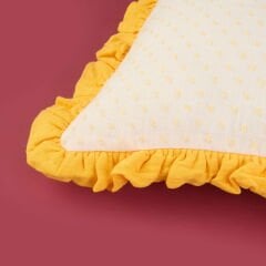 Soft Granny Summer Müslin Kırlent - Ekru / Hardal - 40x40 cm