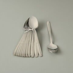Buket Sade 12'li Çay Kaşığı - Gümüş - 11,5 cm