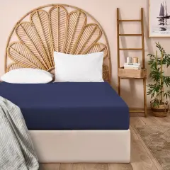 Soft Basic Tek Kişilik Düz Kenar Çarşaf - Lacivert - 160x240 cm