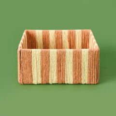 Deco Casoria Dekoratif Kutu - Turuncu / Krem - 22x22x10 cm