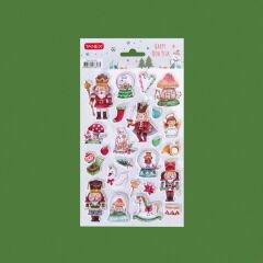Yeni Yıl Temalı Kabartmalı Sticker - Asorti