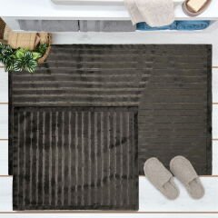 Soft Nuvo Banyo Paspası - Antrasit - 60x100 cm + 50x60 cm