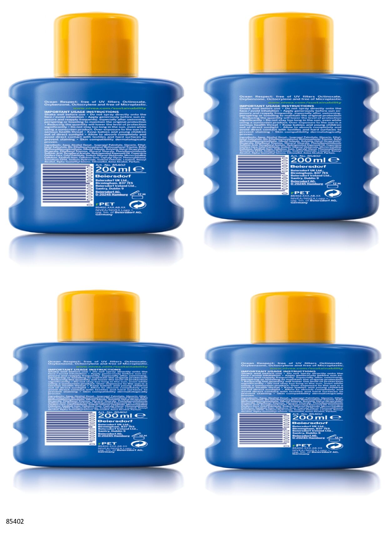 85402 NIVEA Koruma  Nem Güneş Spreyi GKF 30  4 ADET