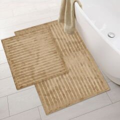Soft Nuvo Banyo Paspası - Bej - 60x100 cm + 50x60 cm