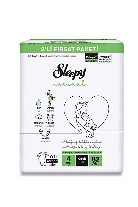 Sleepy Natural 2'li Fırsat Maxi (4) 82 Adet 7-14 kg