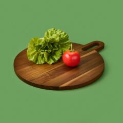 Akasya Yuvarlak Kesim Tahtası - Kahverengi - 43 cm