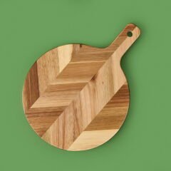 Akasya Yuvarlak Kesim Tahtası - Kahverengi - 30 cm