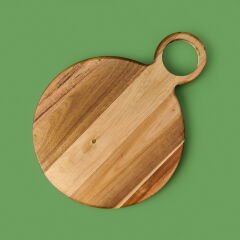 Akasya Yuvarlak Halkalı Kesim Tahtası - Kahverengi - 32x24 cm