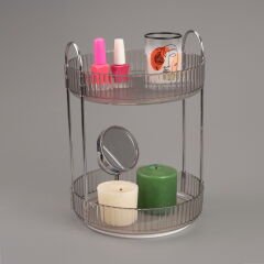 2 Katlı Döner Organizer - Şeffaf - 26x23x23 cm