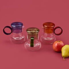 Ring Bardaklı Cam Sürahi - Asorti - 500 ml