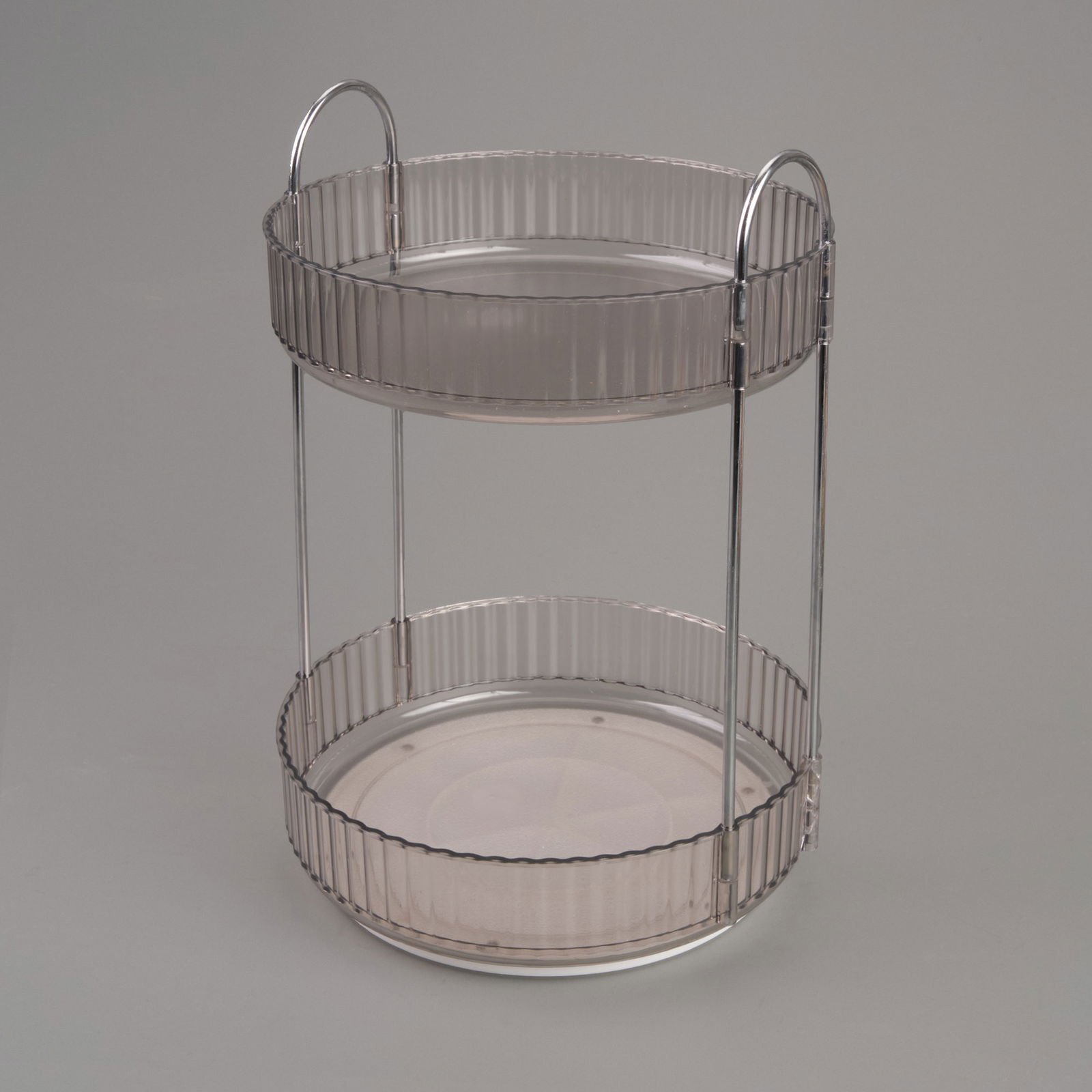 2 Katlı Döner Organizer - Şeffaf - 26x23x23 cm