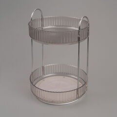 2 Katlı Döner Organizer - Şeffaf - 26x23x23 cm