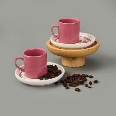 Kitchen Flowery Nordic 4 Parça Kahve Fincanı - Mürdüm - 110 ml