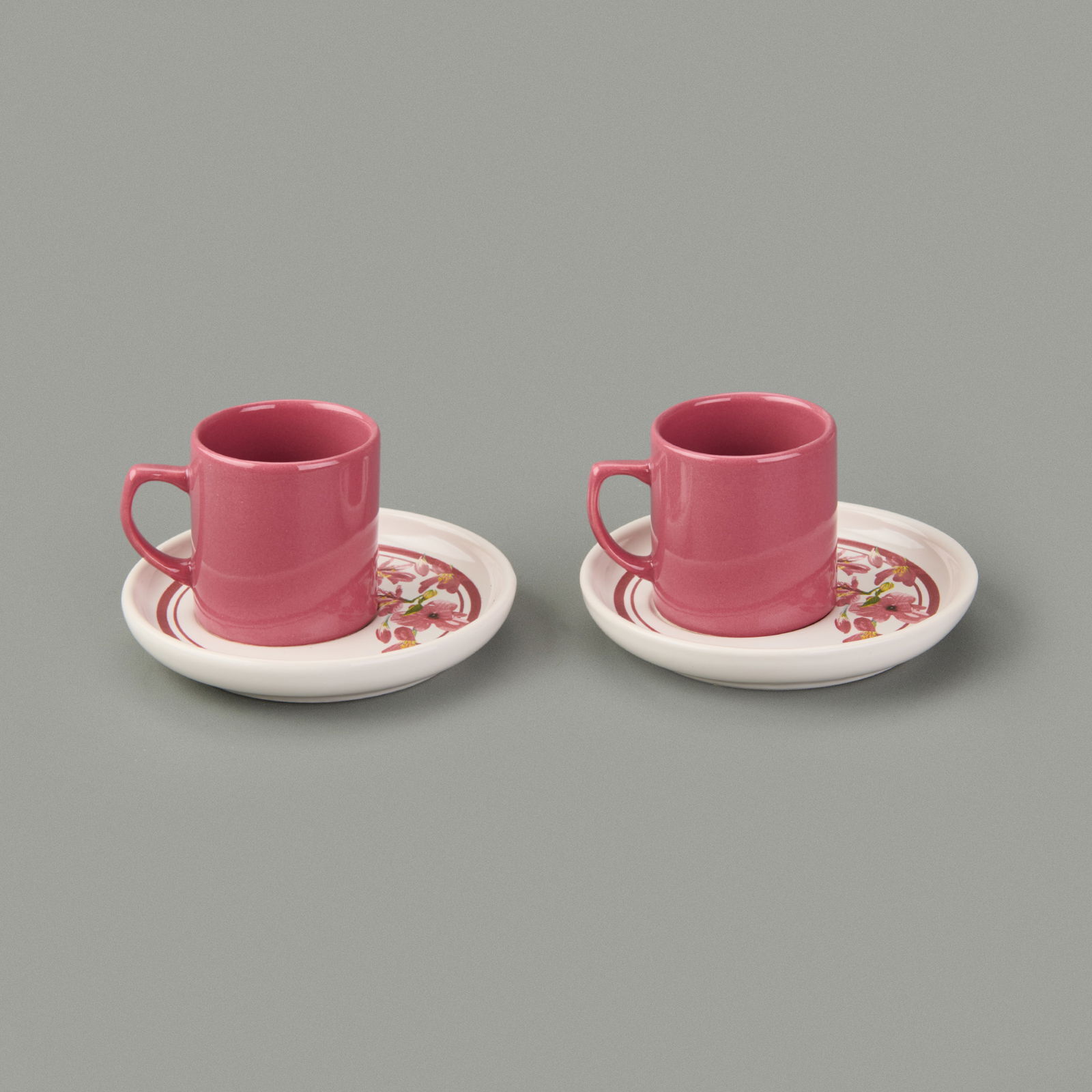 Kitchen Flowery Nordic 4 Parça Kahve Fincanı - Mürdüm - 110 ml