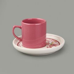 Kitchen Flowery Nordic 4 Parça Kahve Fincanı - Mürdüm - 110 ml