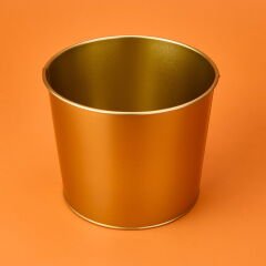 Paslanmaz Saksı - Gold - 22x18 cm