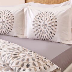 Soft Butas Tek Kişilik Nevresim Takımı - Ekru / Gri