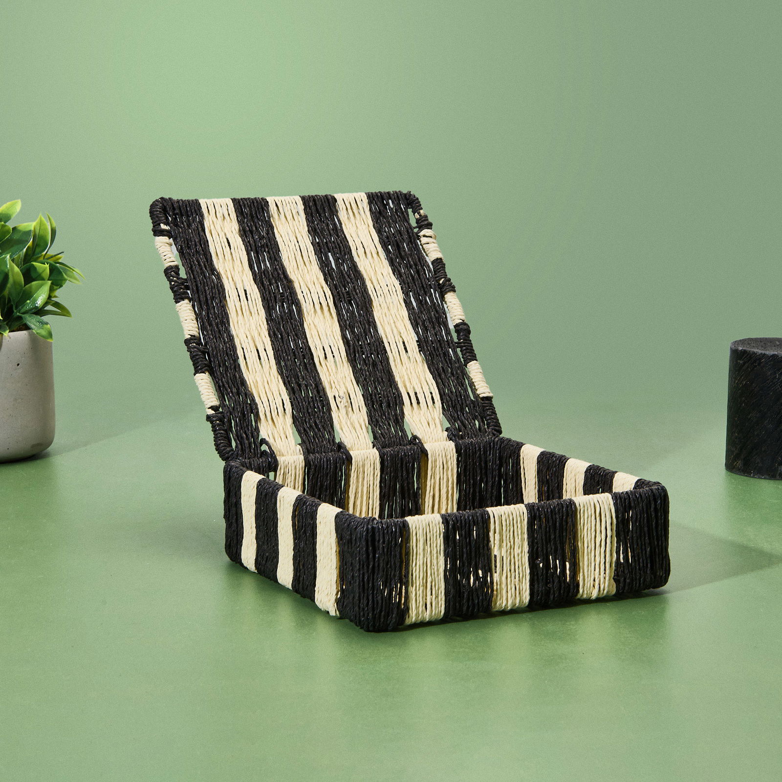 Deco Varese Dekoratif Kutu - Siyah / Krem - 18x18x5 cm