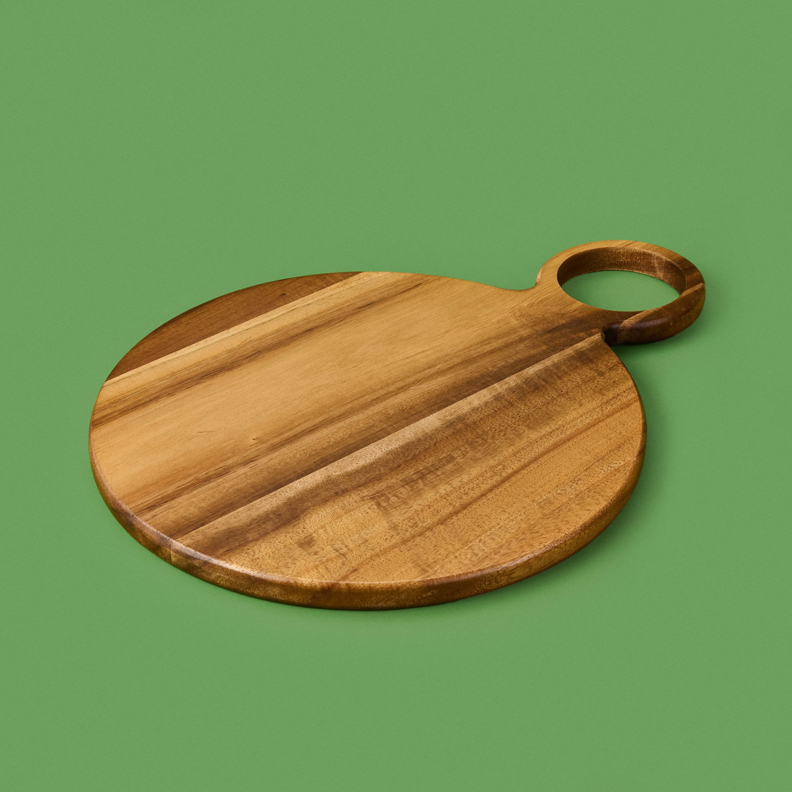 Akasya Yuvarlak Halkalı Kesim Tahtası - Kahverengi - 38x28 cm