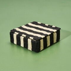 Deco Varese Dekoratif Kutu - Siyah / Krem - 18x18x5 cm