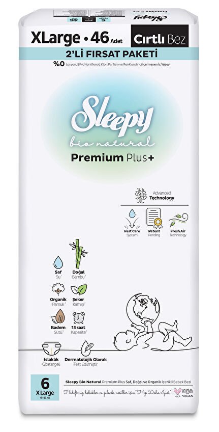 Sleepy Bio Natural 2'li Fırsat Paketi Xl (6) 46 Adet