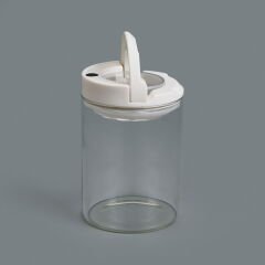 Vakumlu Cam Kavanoz - Şeffaf / Beyaz - 400 ml