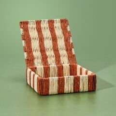 Deco Varese Dekoratif Kutu - Turuncu / Krem - 18x18x5 cm