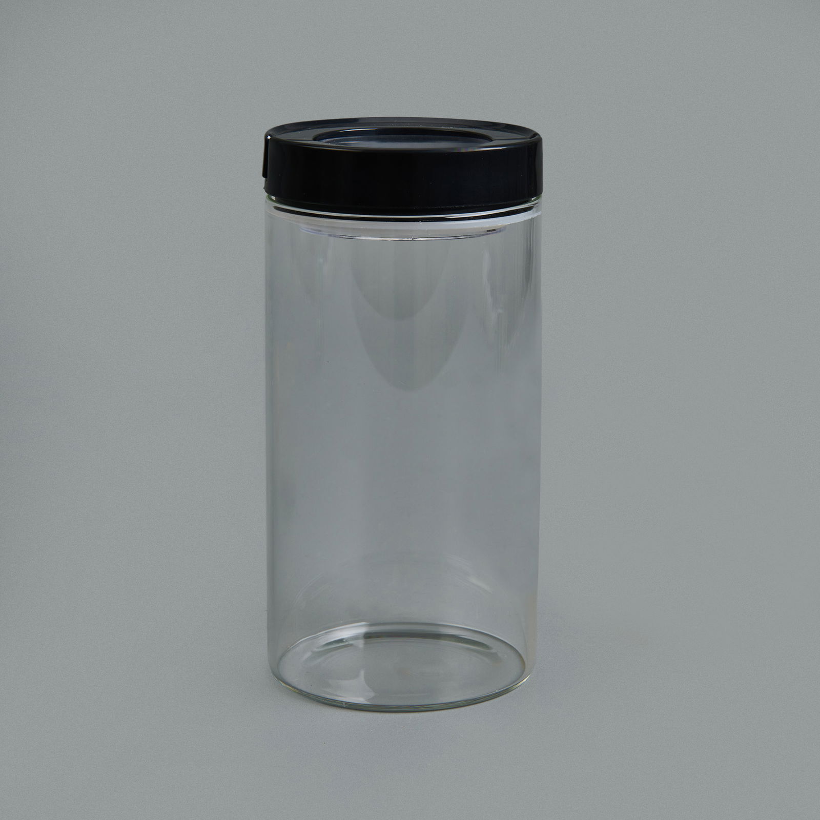 Vakumlu Cam Kavanoz - Şeffaf / Siyah - 600 ml