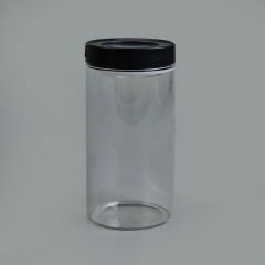 Vakumlu Cam Kavanoz - Şeffaf / Siyah - 600 ml