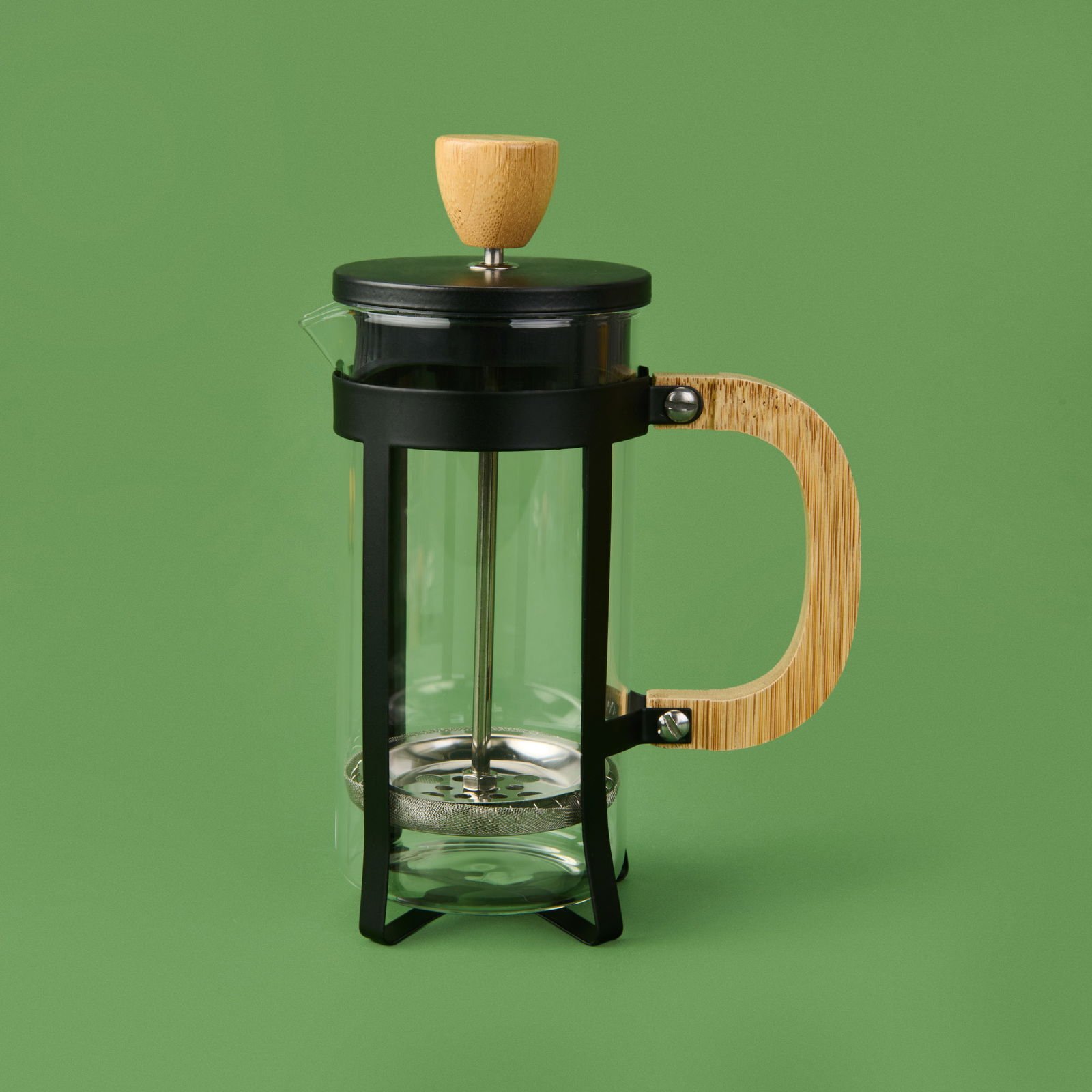 Bambu French Press - Siyah / Açık Kahverengi / Şeffaf - 350 ml