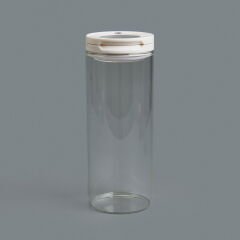 Vakumlu Cam Kavanoz - Şeffaf / Beyaz - 800 ml