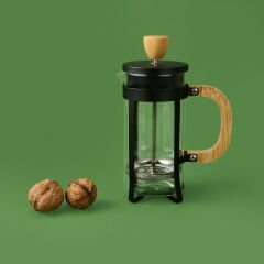 Bambu French Press - Siyah / Açık Kahverengi / Şeffaf - 350 ml