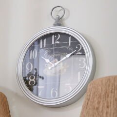 Dekoratif Kadran Duvar Saati - Gri - 30x38 cm