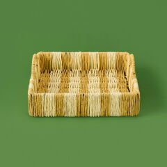 Deco Acerra Dekoratif Tepsi - Turuncu / Krem - 22x22x5 cm