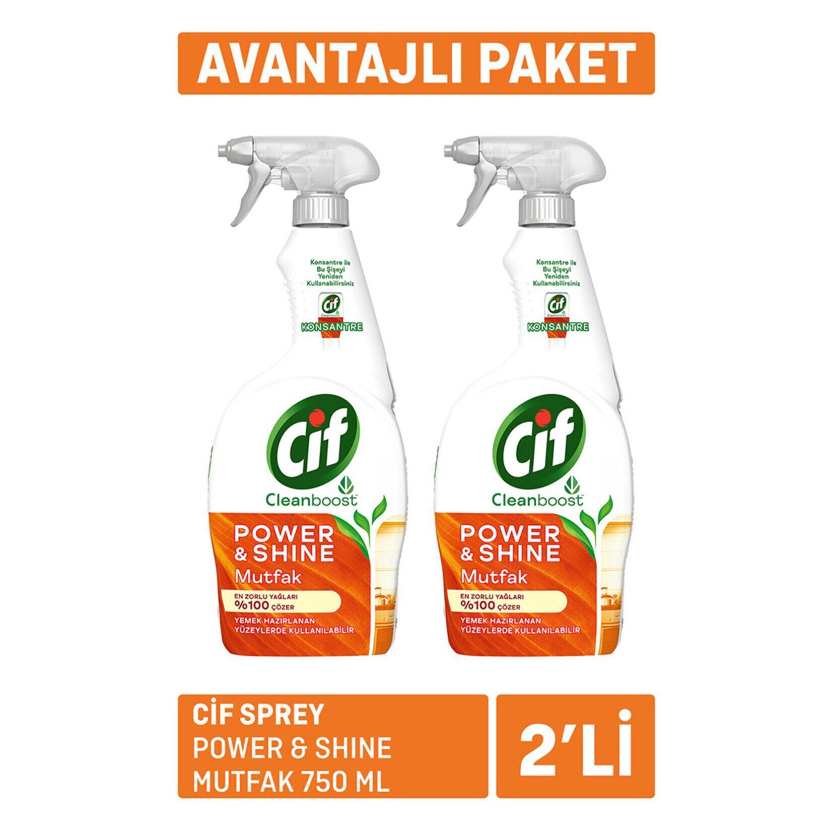 Cif Sprey Power  Shine Mutfak 2 x 750Ml