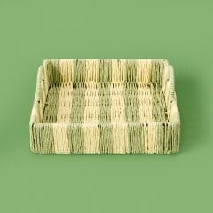 Deco Acerra Dekoratif Tepsi - Yeşil / Krem - 22x22x5 cm